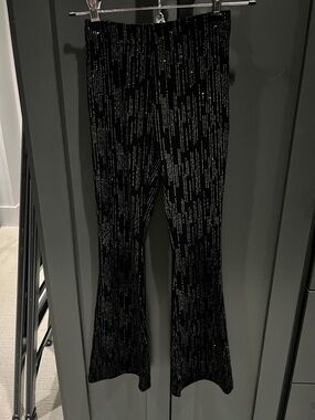 Black Sparkle Flare Kids Bottoms